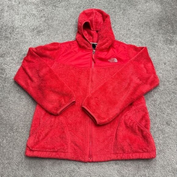 The North Face Osito Fleece Hoodie Jacket Girls XL Red Full Zip Pocket School - Picture 1 of 16